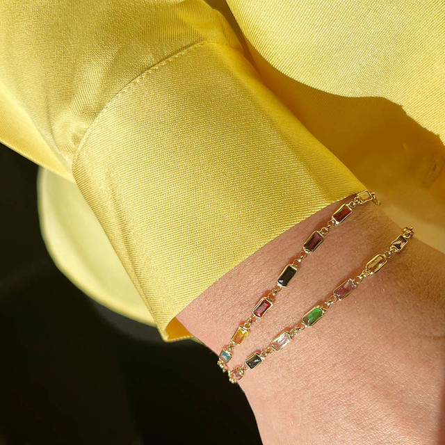SoHo armbånd baguette rainbow cubic zir.sølv fg.