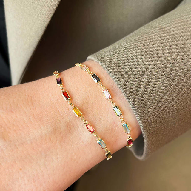 SoHo armbånd baguette rainbow cubic zir.sølv fg.