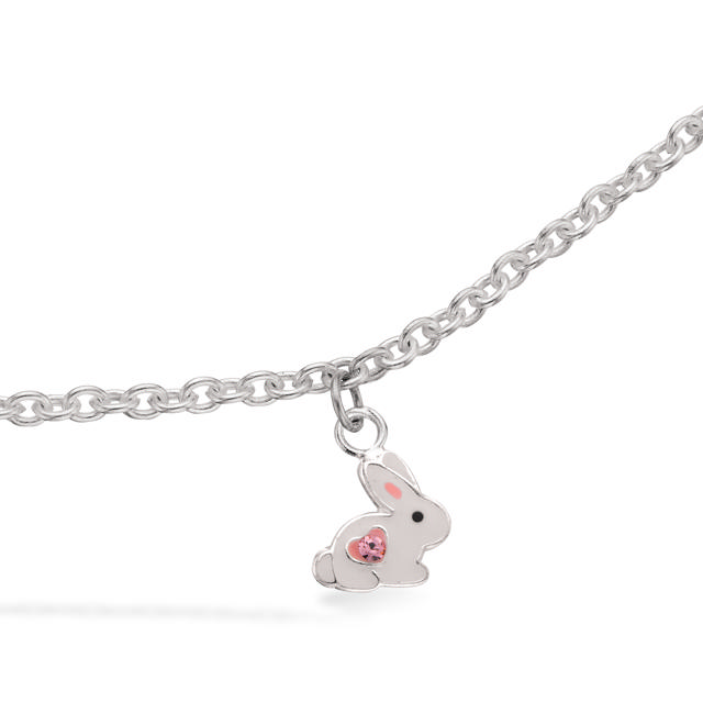 Bracelet white bunny pink zir. 925