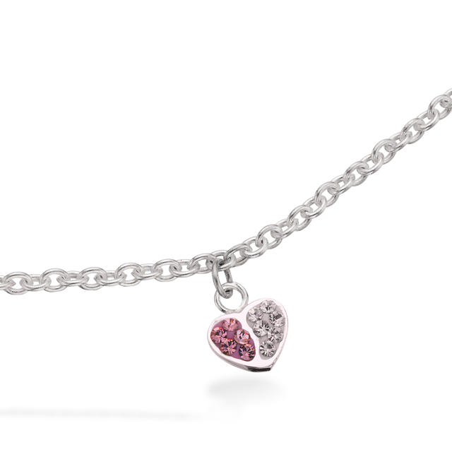 Bracelet heart white/pink zir. 925