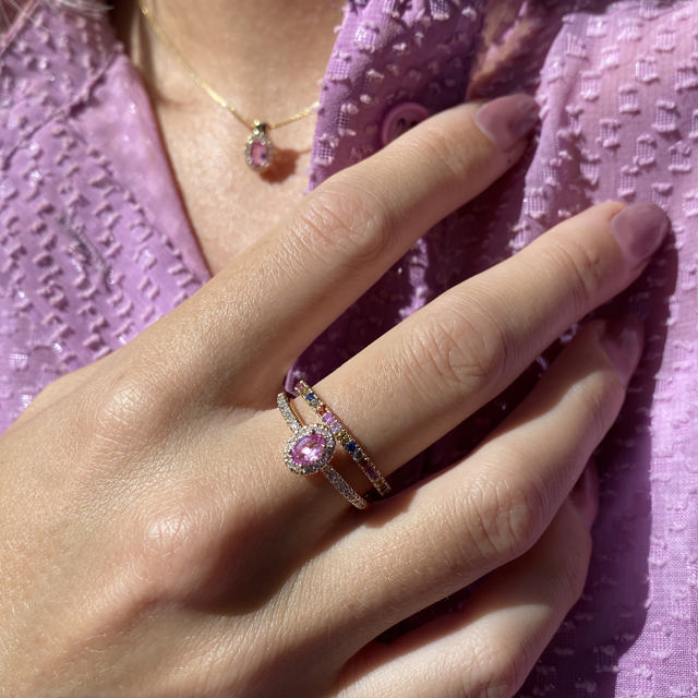 Ring 0,16 H-W/SI pink sapphire 585 yell.