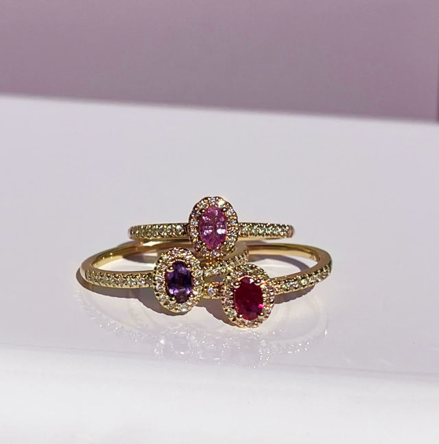 Ring 0,16 H-W/SI pink sapphire 585 yell.