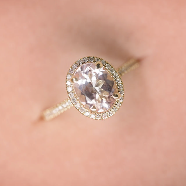 *Diana ring roset 0,16 H-W/SI-morganit 14 kt