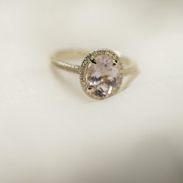 *Diana ring roset 0,16 H-W/SI-morganit 14 kt