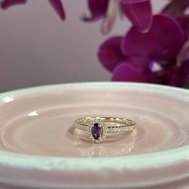 Ring 0,16 H-W/SI amethyst 585 yell.