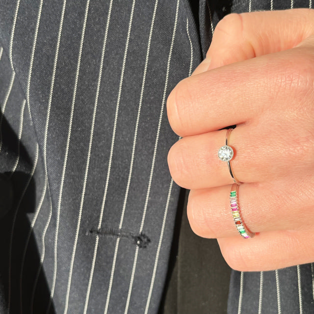 SoHo ring baguette rainbow cubic zir. sølv rh.