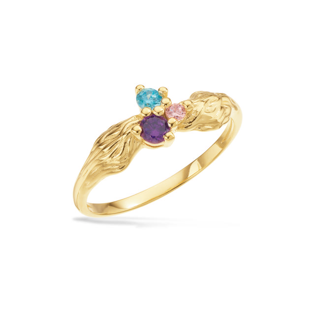 Ring purple/blue zir. 925 goldplated