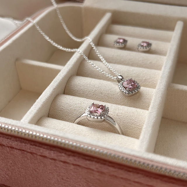 Ring pink / white zir. 925 rho.