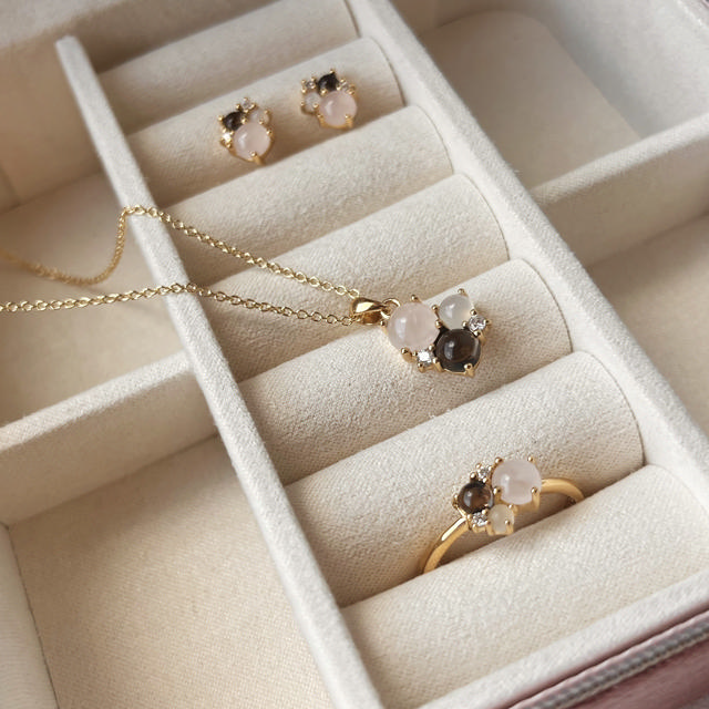 Ring rose/smokey quartz 925 goldplated