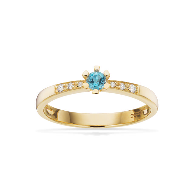 Vida Darling ring 0,10 blå topas+0,04H-W/P1 8 kt