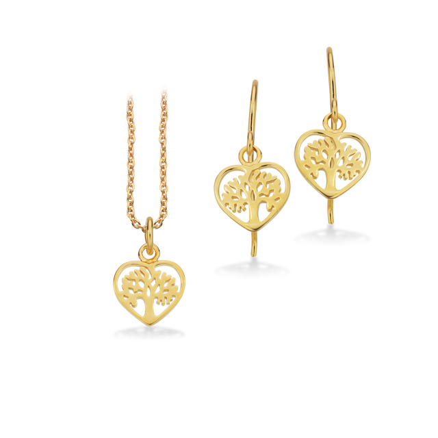 Pendant + earsticks 925 goldplated