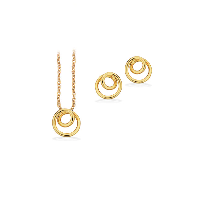 Pendant + earsticks 925 goldplated