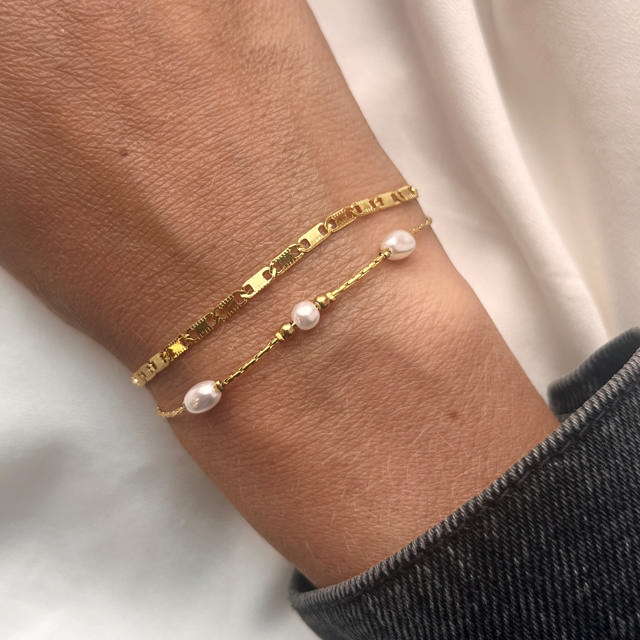 Bracelet steel goldplated 17+2cm
