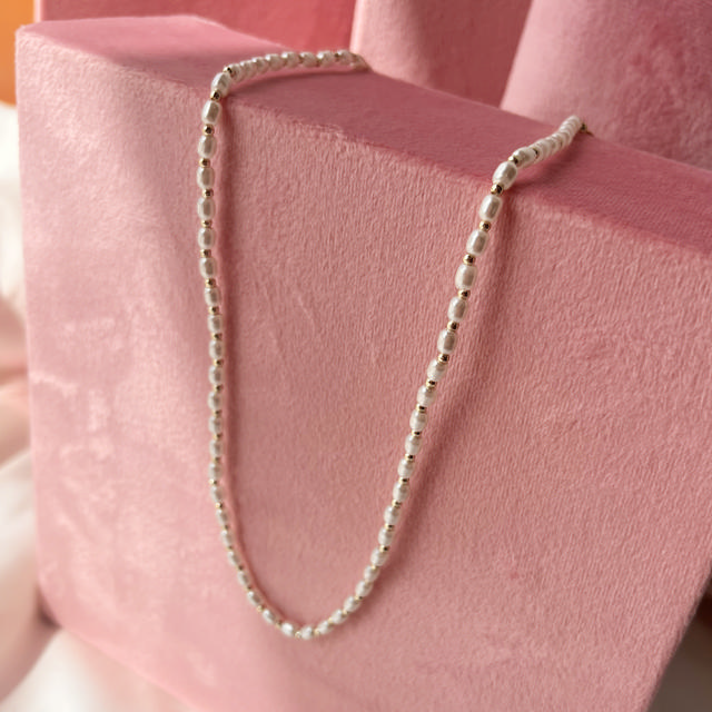 Necklace pearls brass goldplated 37+5,5cm