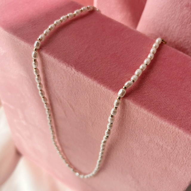 Necklace pearls brass goldplated 37+5,5cm