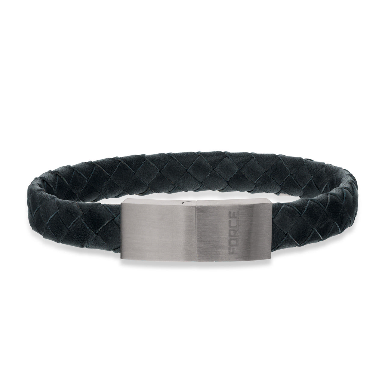 Bracelet grey braided leather