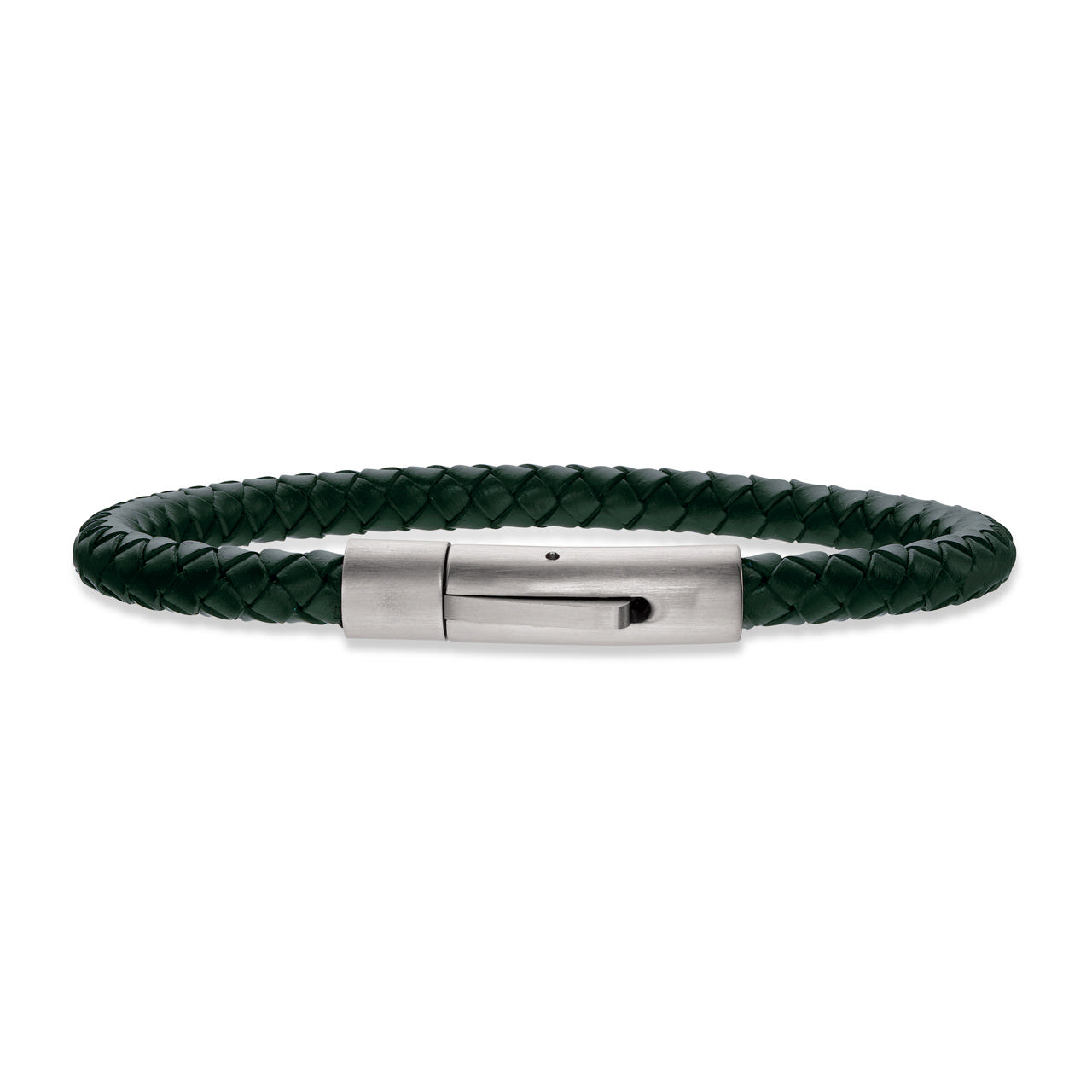 Bracelet green braided leather