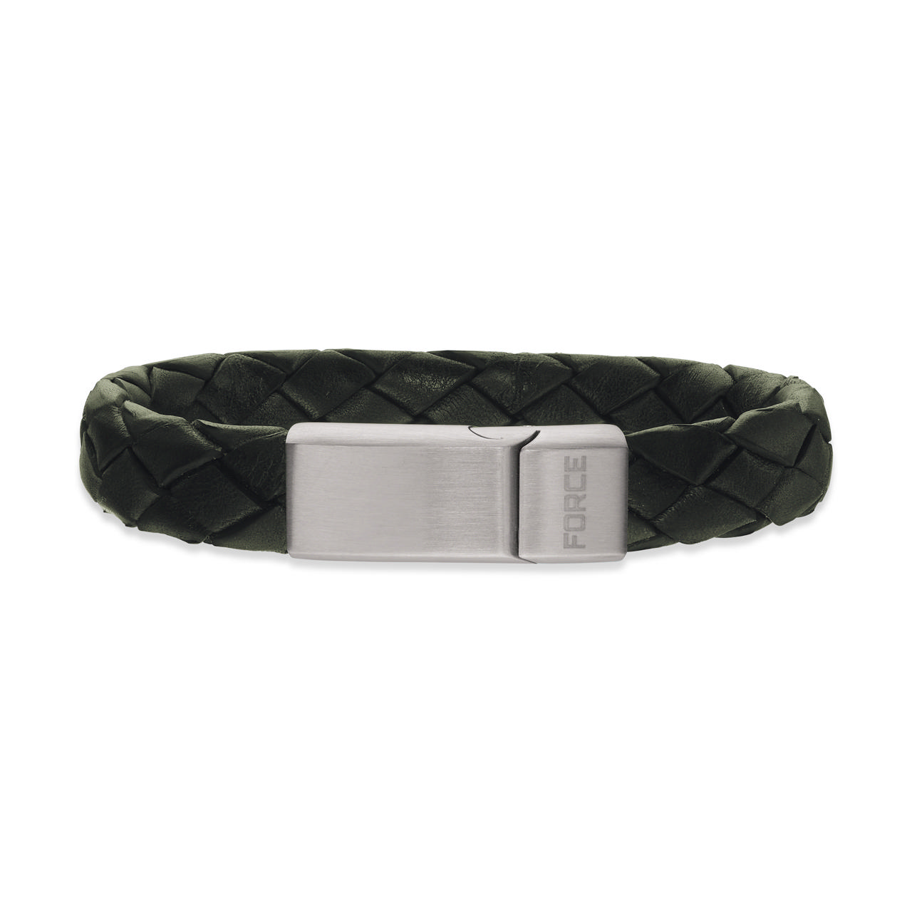 Bracelet green braided leather