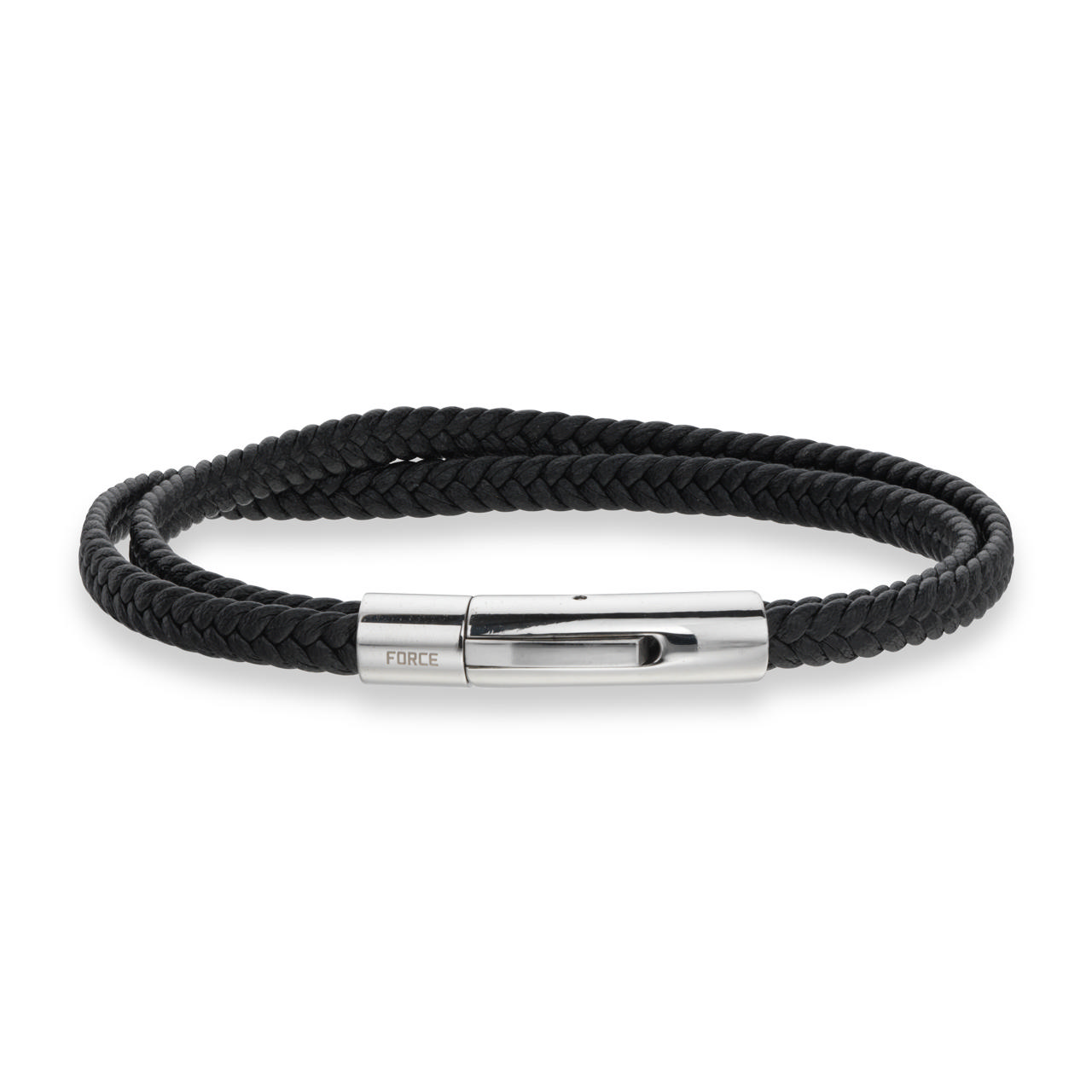 Bracelet black leather 23 cm