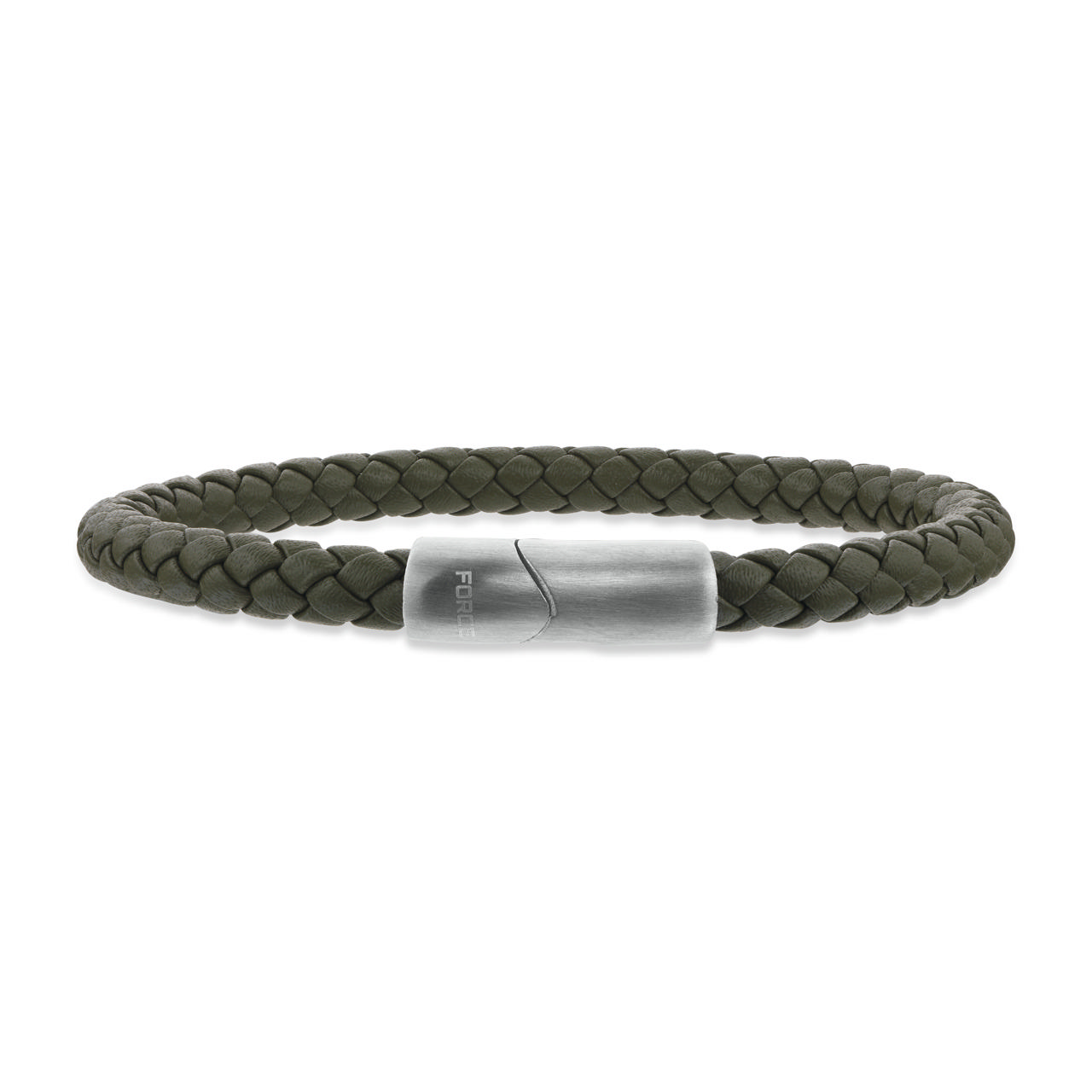 Force armbånd grønt læder m. stål lås 19 cm