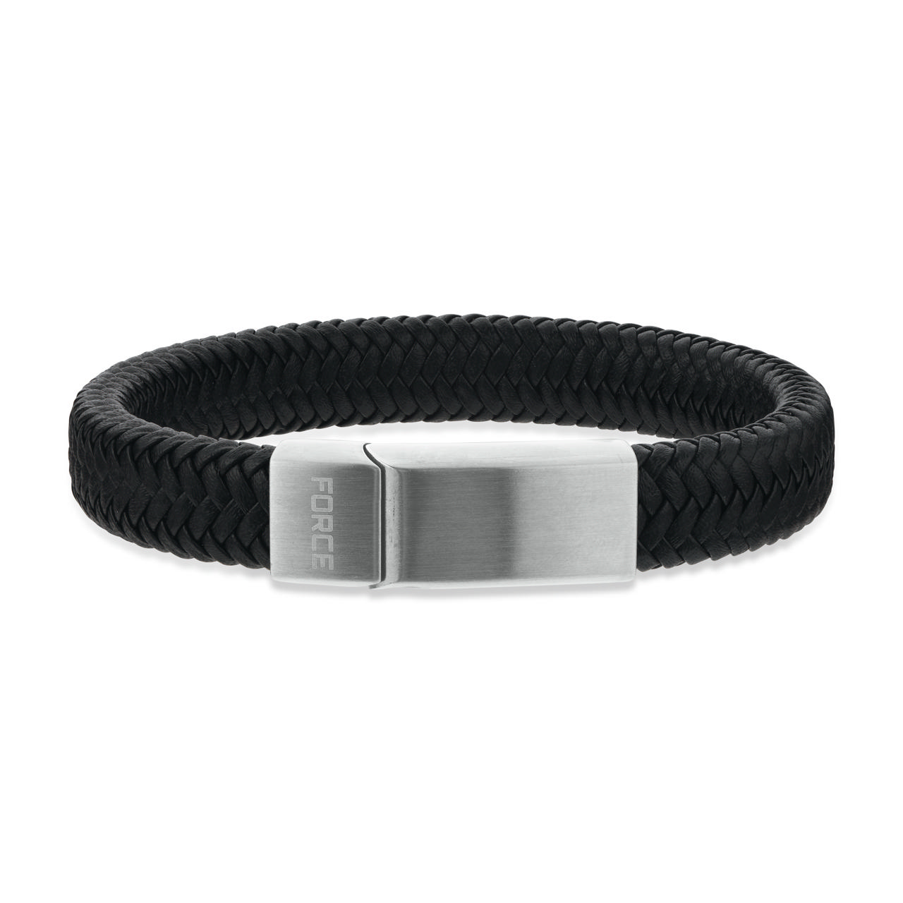 Force armbånd sort læder m. stål lås 19 cm