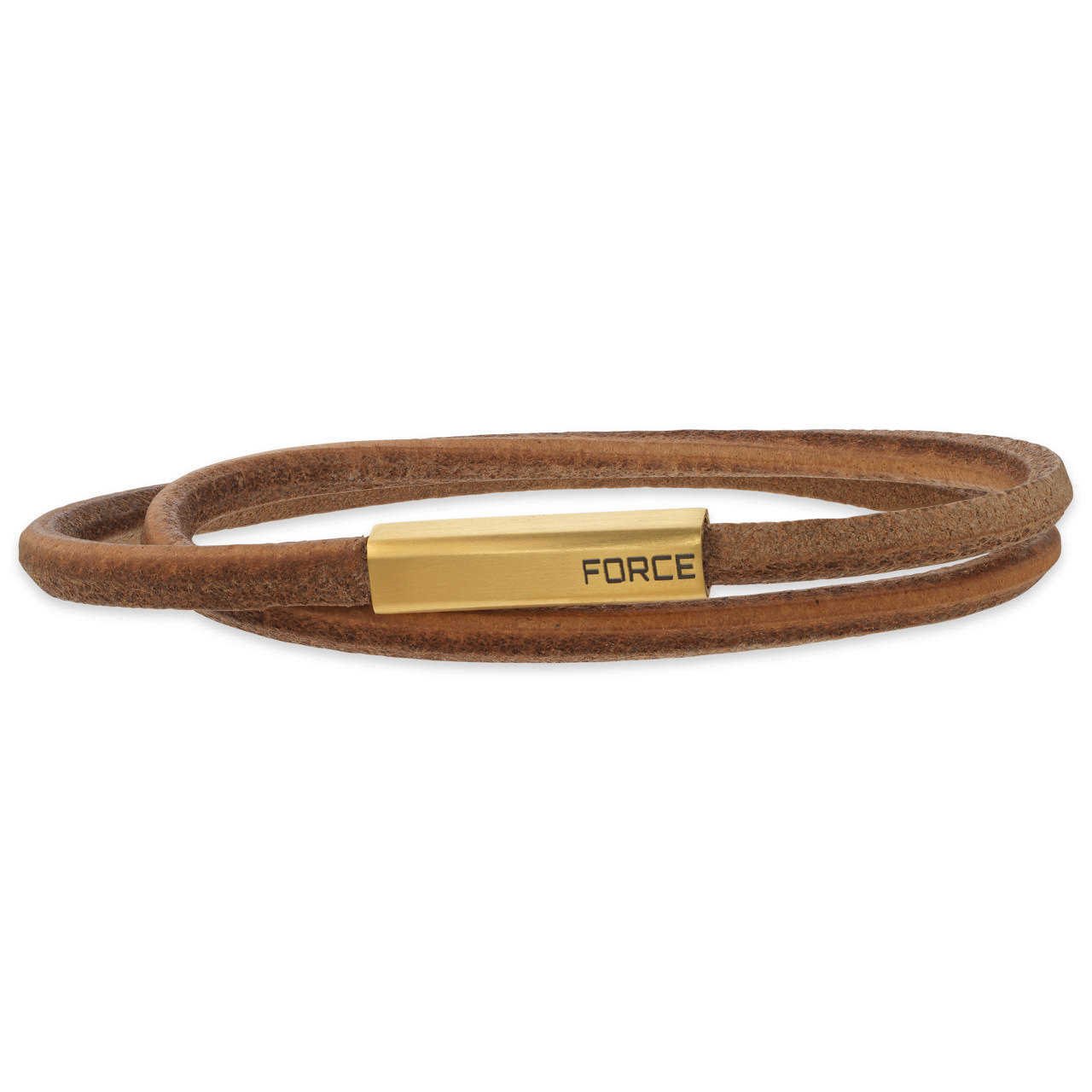 Force armbånd brunt læder 2 rk. fg.stål lås 23 cm