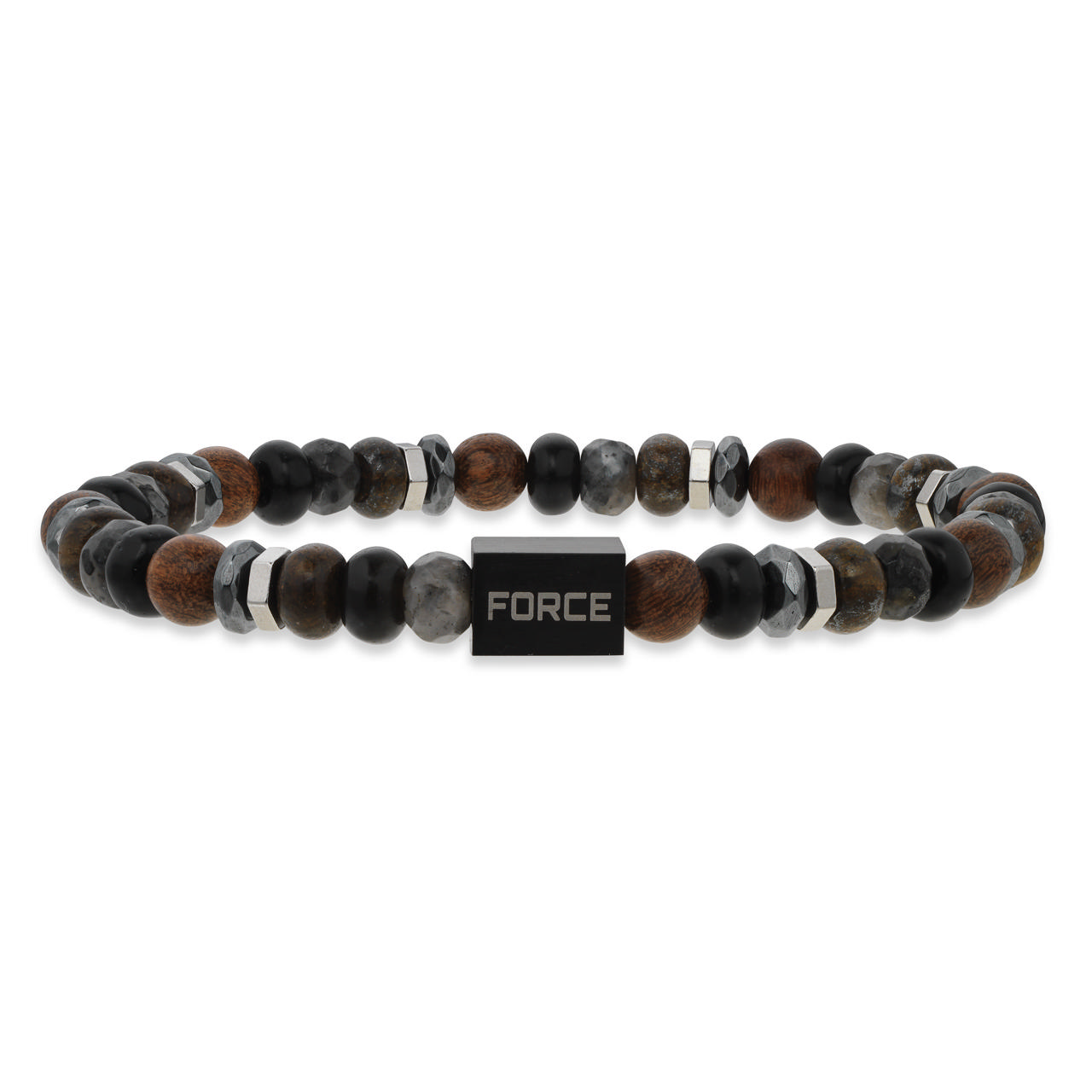 Force armbånd hæmatit/onyx/træ 21 cm