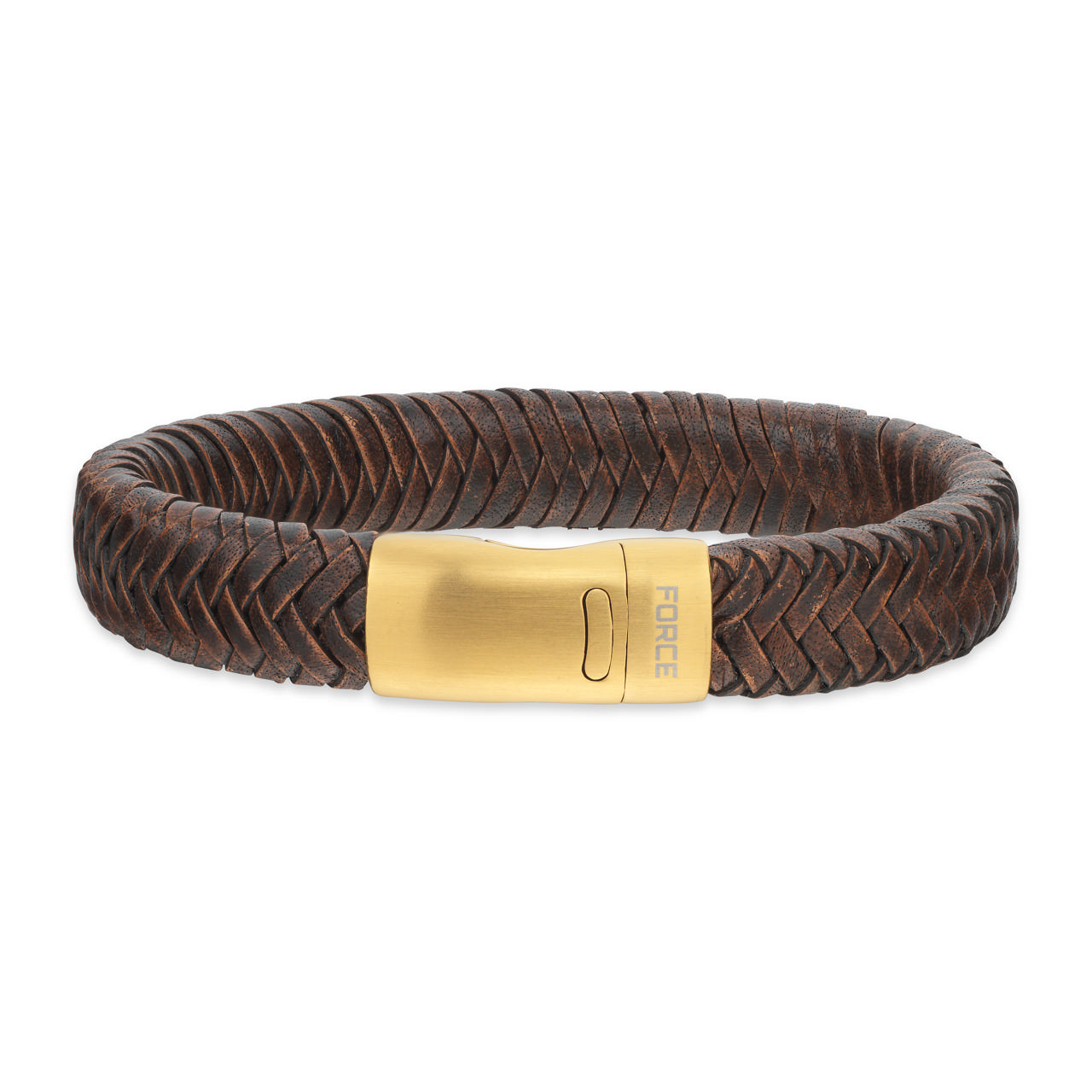 *Force armbånd brunt læder fg stål lås 19cm