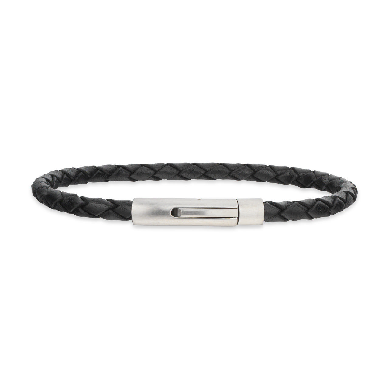 *Force armbånd sort læder stål lås 23 cm