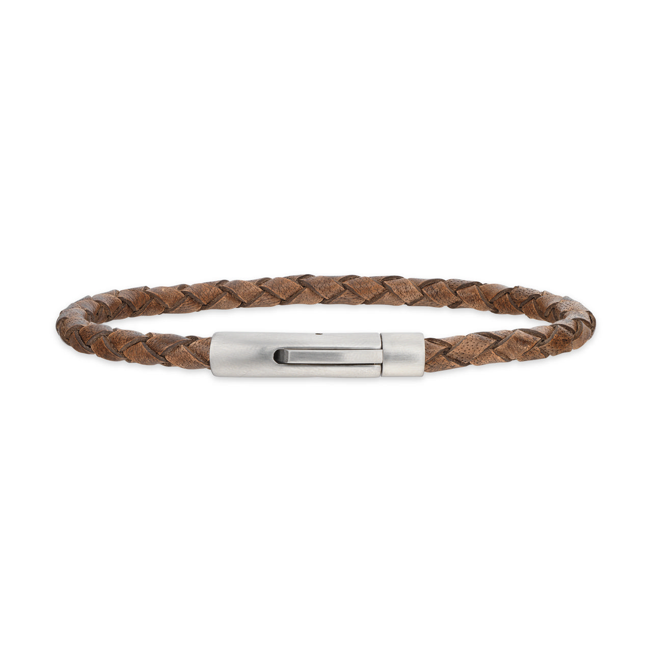 *Force armbånd brunt læder stål lås 19 cm