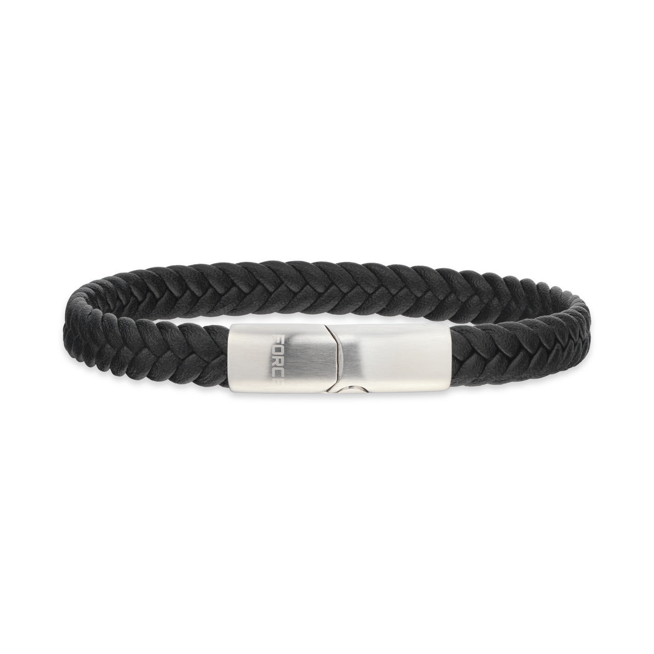 *Force armbånd sort læder stål lås 23 cm