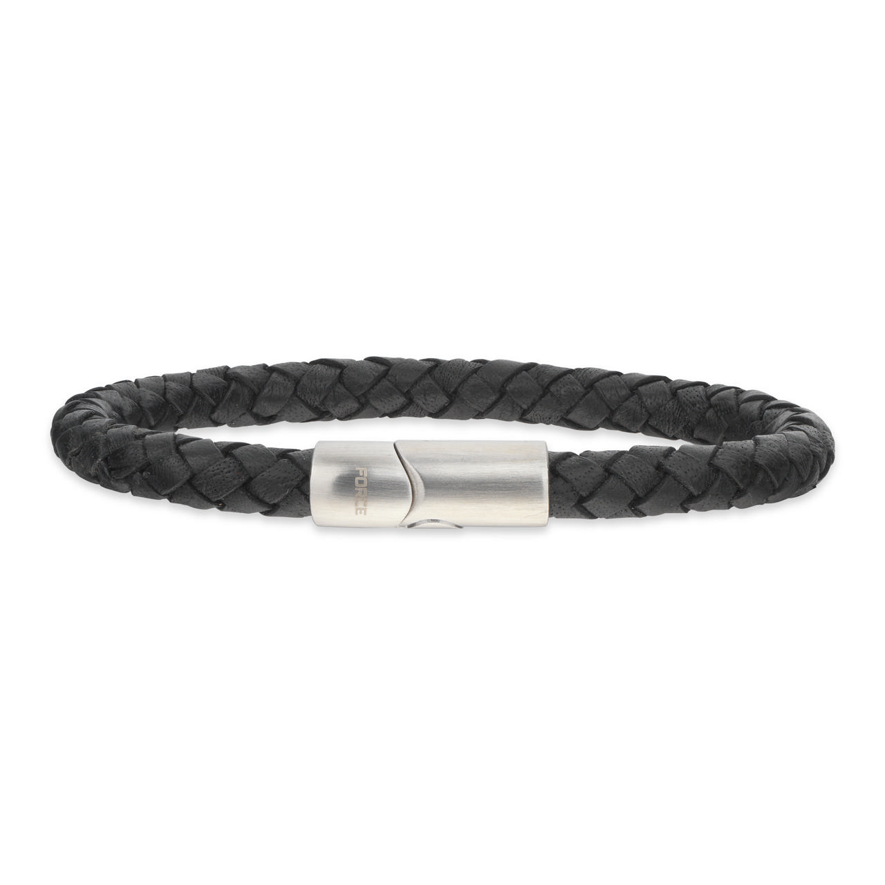 *Force armbånd sort læder stål lås 23 cm