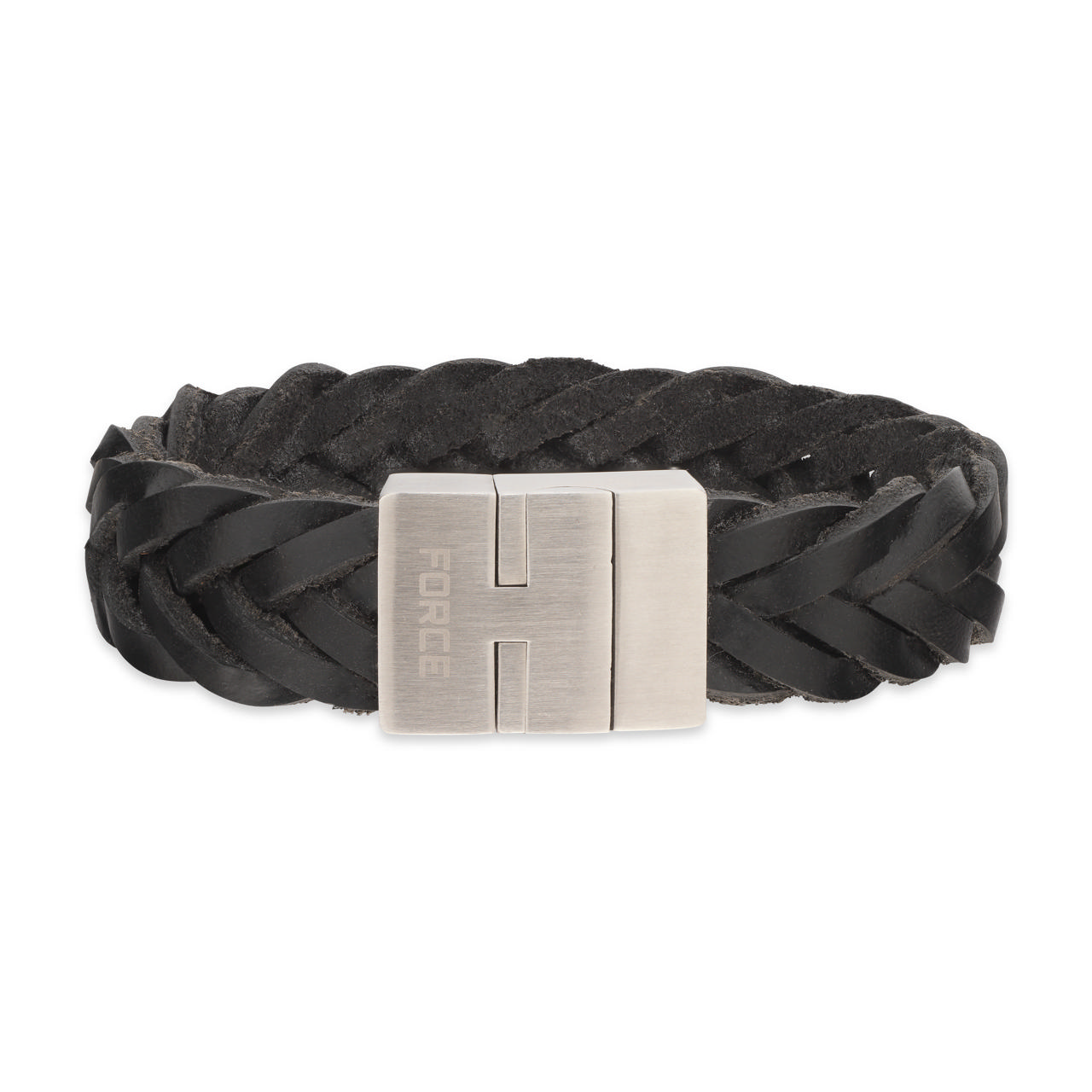 *Force armbånd sort læder stål lås 21cm