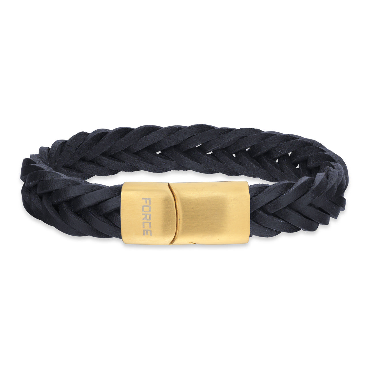 *Force armbånd sort læder stål lås fg. 21cm