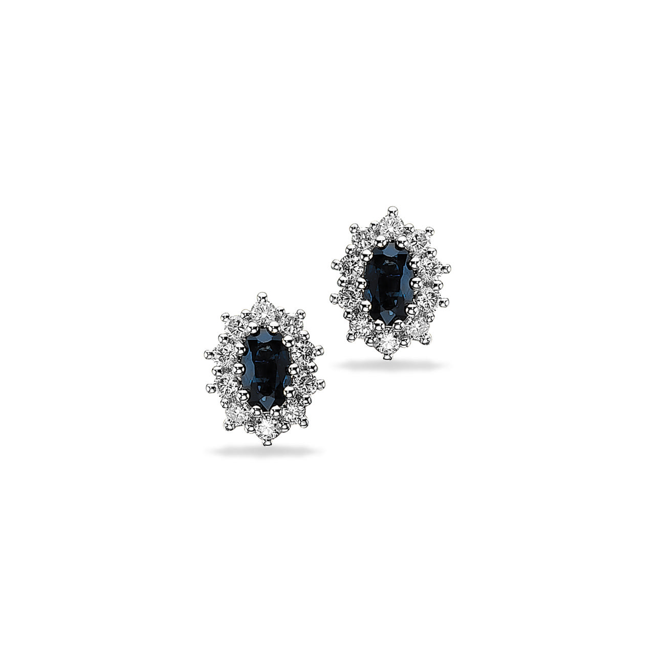 Diana ørepynt roset 0,32 H-W/SI- safir 14 kt.