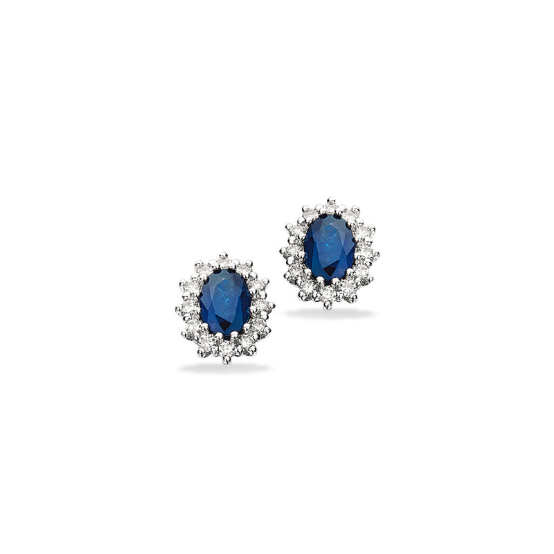 Diana ørepynt roset 0,54 H-W/SI- safir 14 kt.