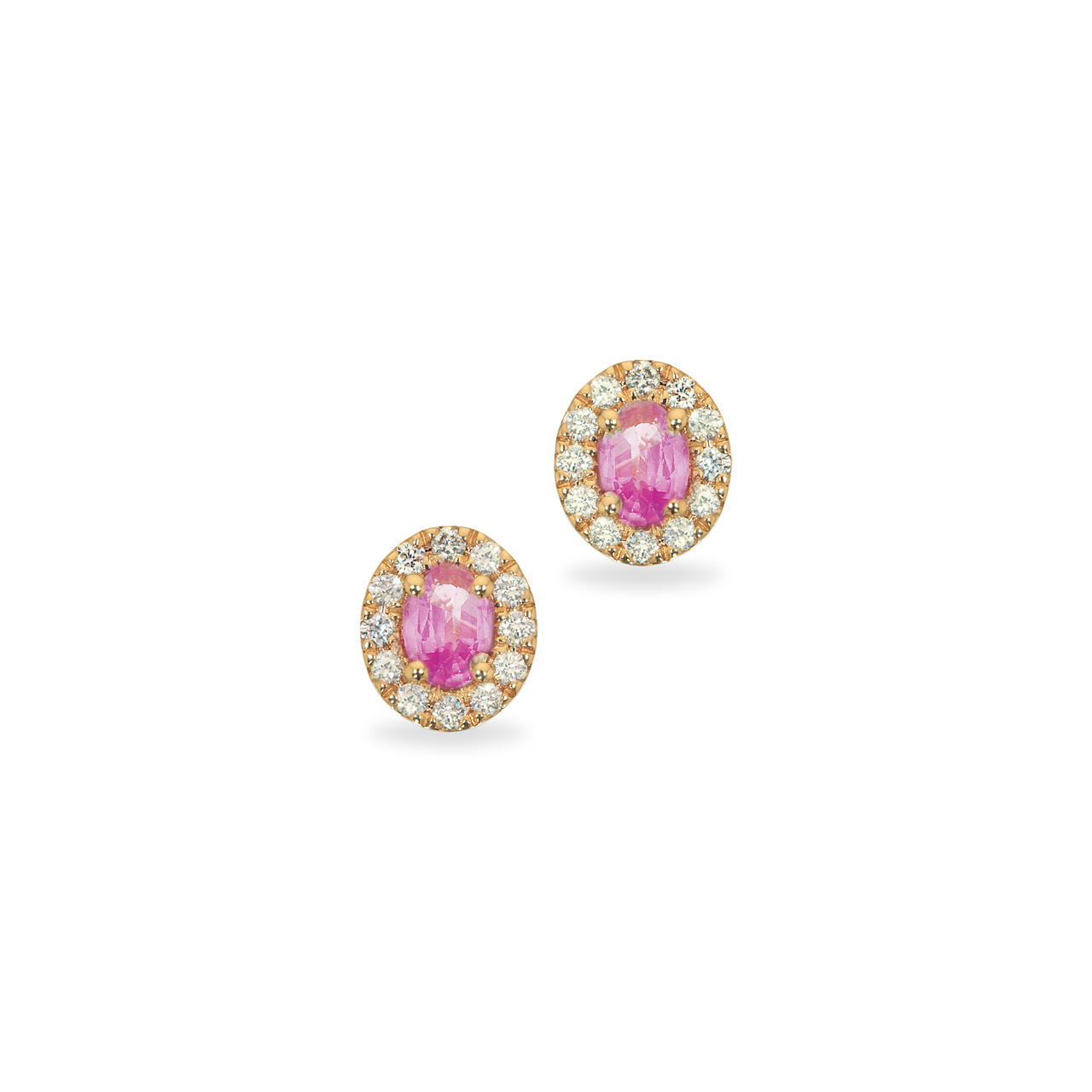 Diana ørepynt roset 0,10 H-W/SI-pink safir 14 kt
