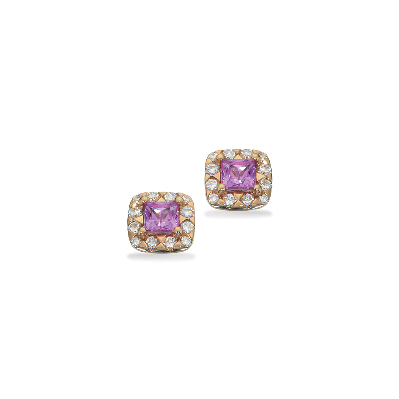 Diana ørepynt roset 0,12 H-W/SI-pink safir 14 kt