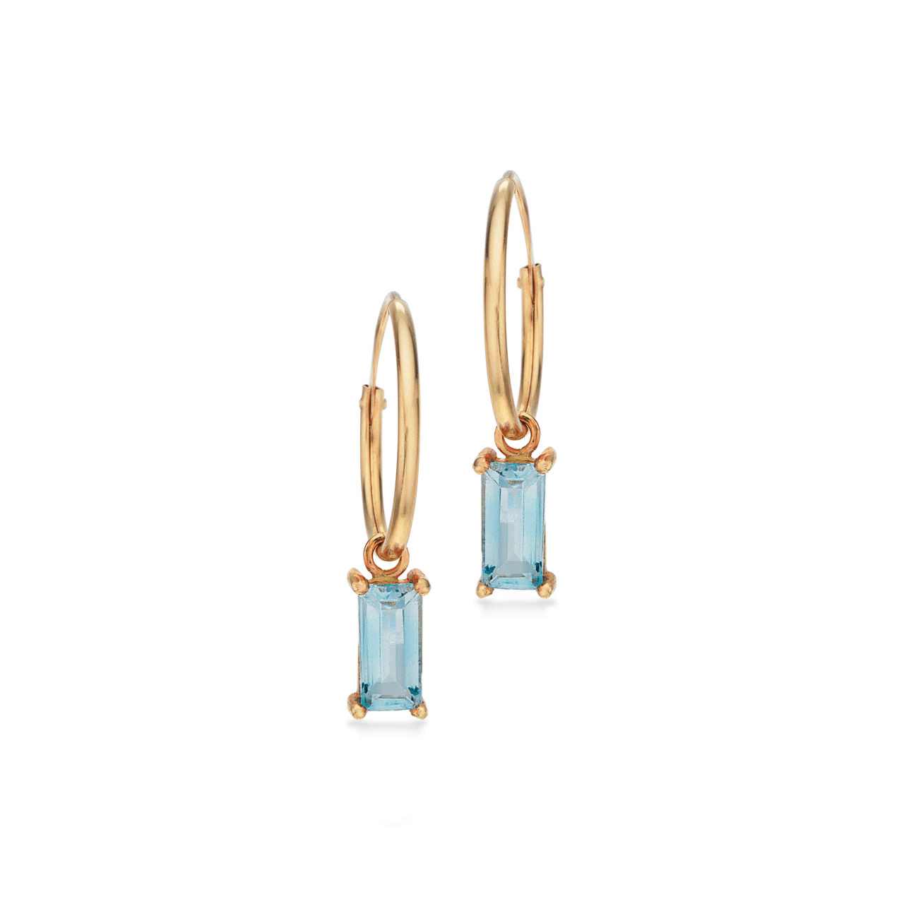Creoler m. baguette light blue cubic zir. 8 kt.