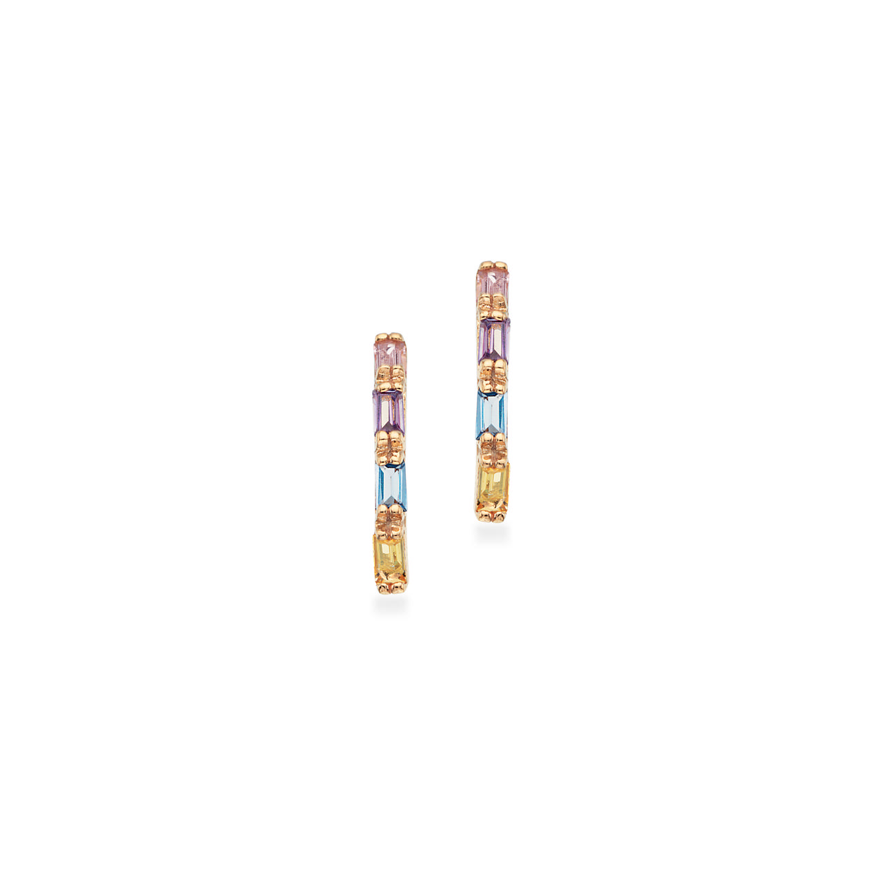 Øreringe baguette multicolor cubic zir. 8 kt.