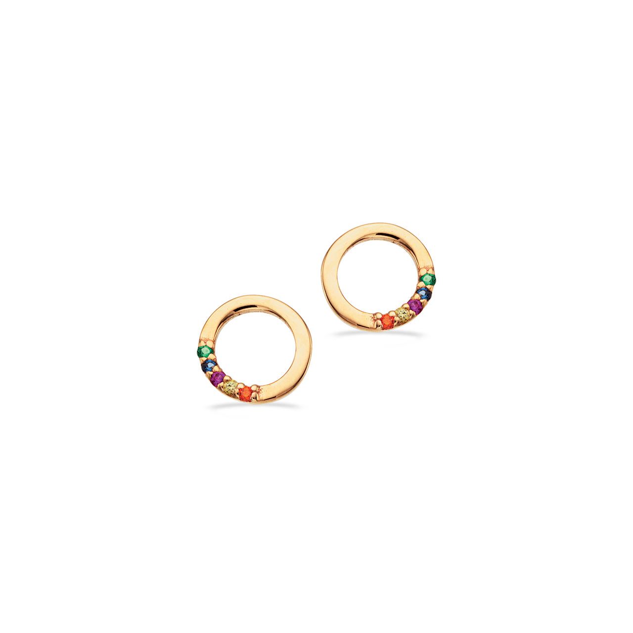 Øreringe cirkel rainbow cubic zir. 8 kt.