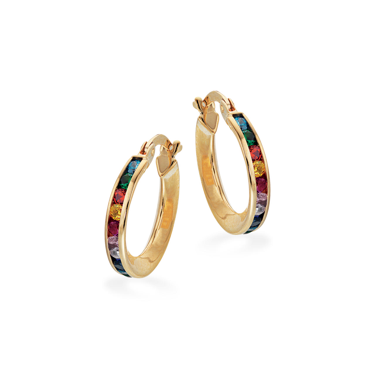Creoler rainbow cubic zir. 15 mm 8 kt.