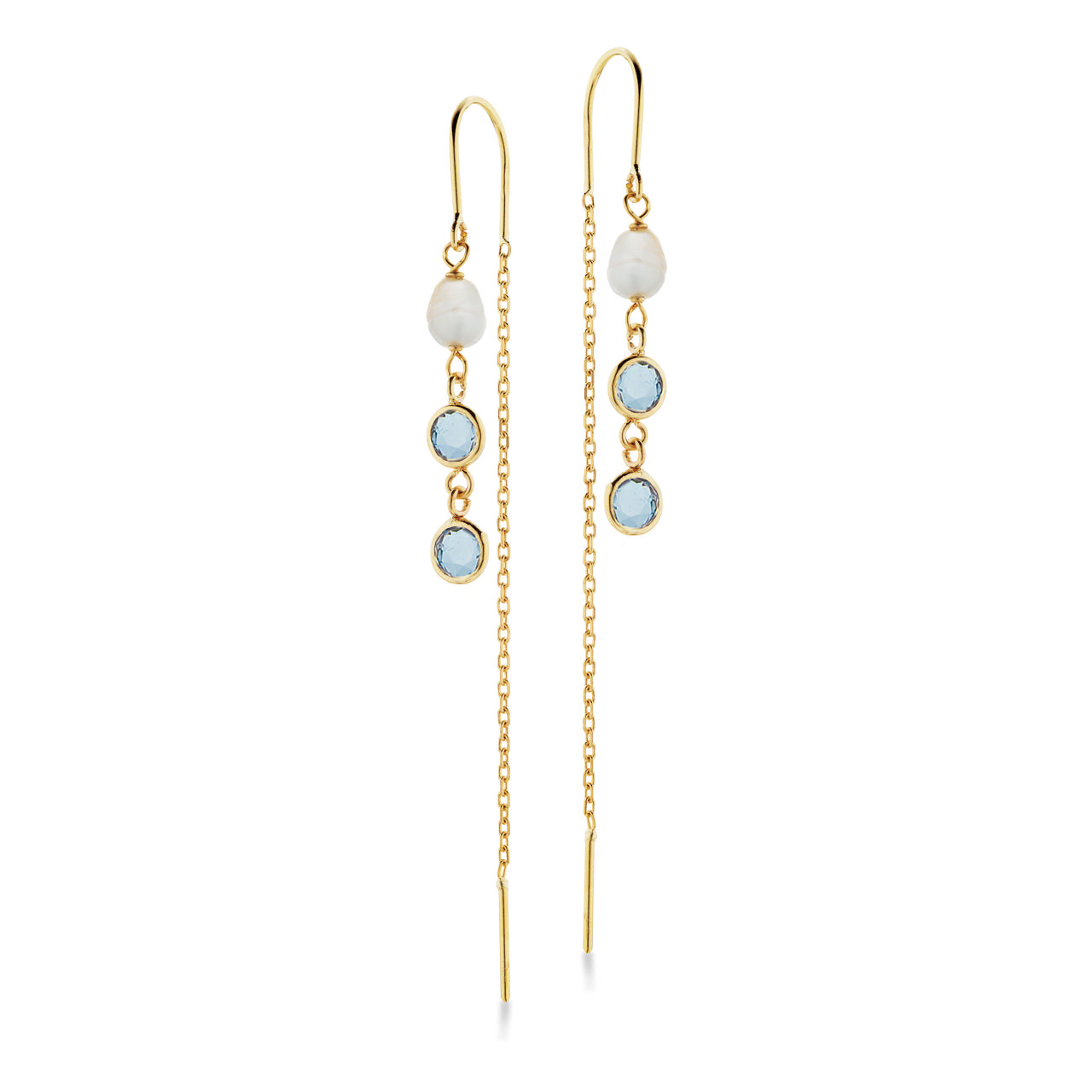 Ørebøjler fkp./aqua cubic zir. 9 kt.