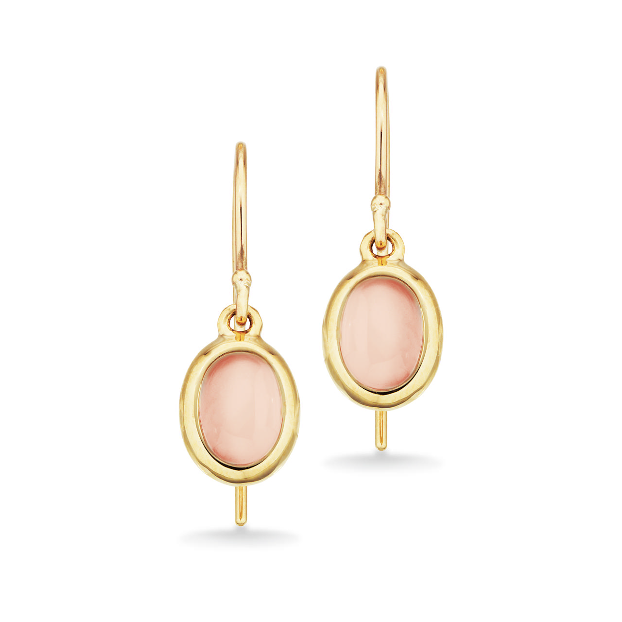 Ørebøjler rosa quartz 8 kt.