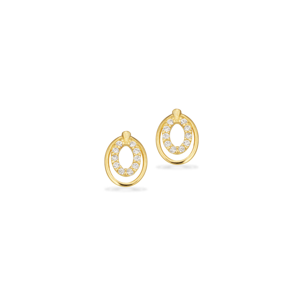 Øreringe oval cubic zir. 8 kt.
