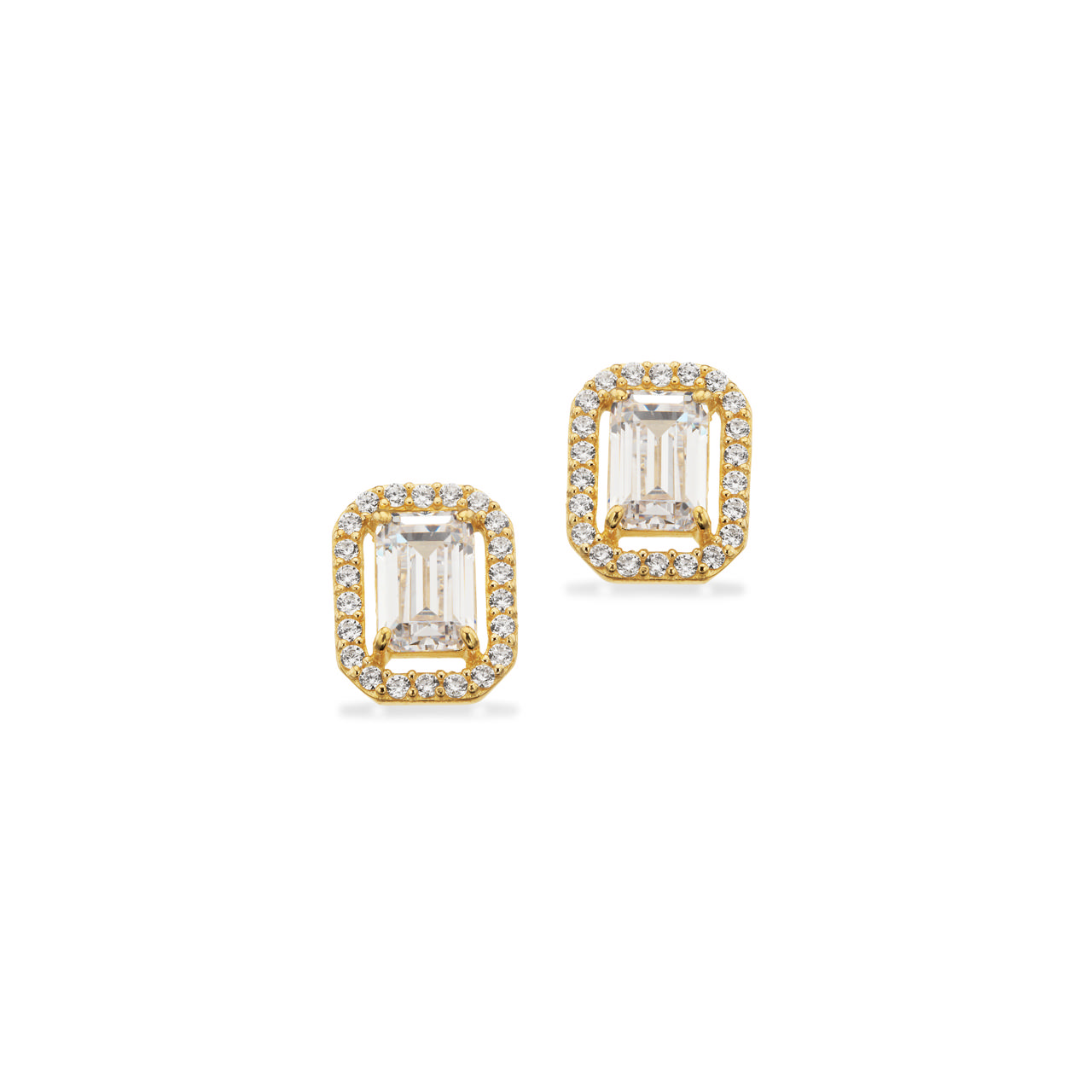 Øreringe baguette cubic zir. 8 kt.