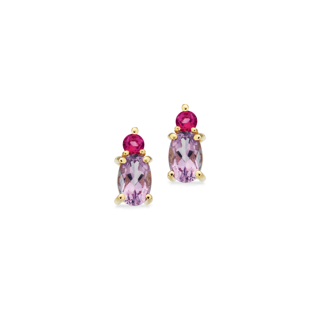 Øreringe pink topas/ametyst 8 kt.