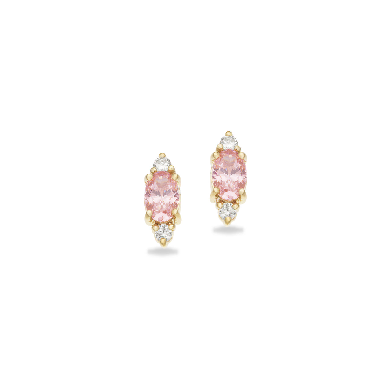 *Øreringe rosa/hvid cubic zir. 8 kt.