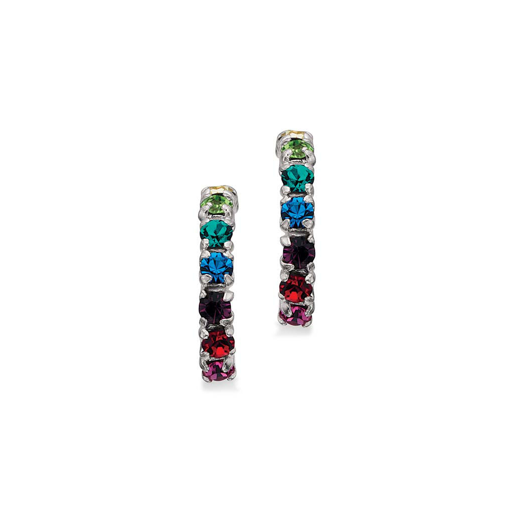 Halvcreoler rainbow cubic zir. sølv