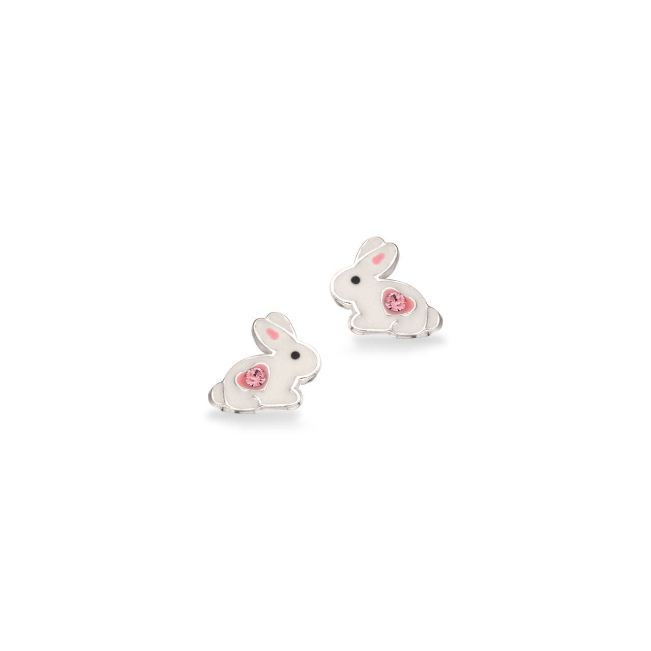 Earsticks white bunny pink zir. 925